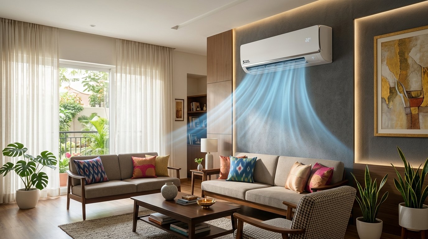 5 Star Inverter Split AC electricity consumption in modern living room