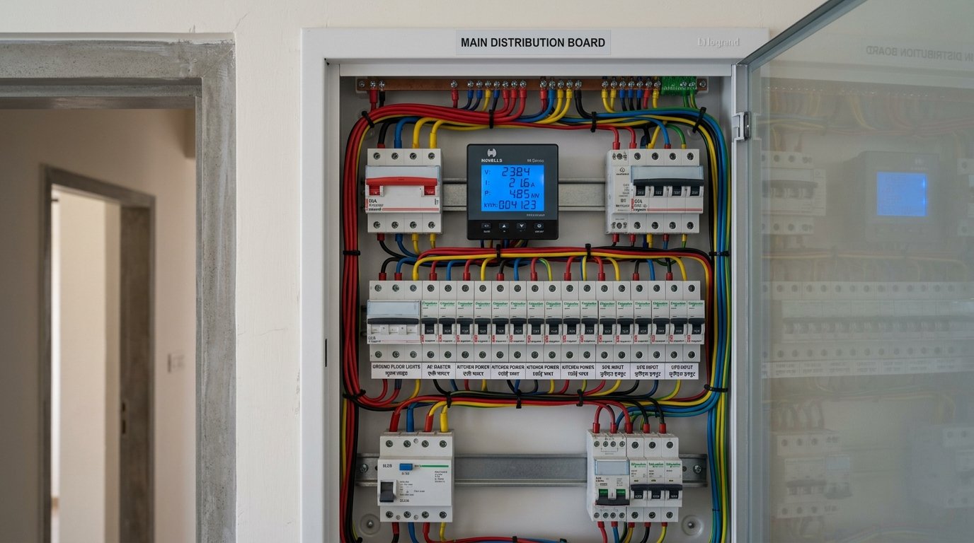 Main distribution board circuit breakers and digital power meter India